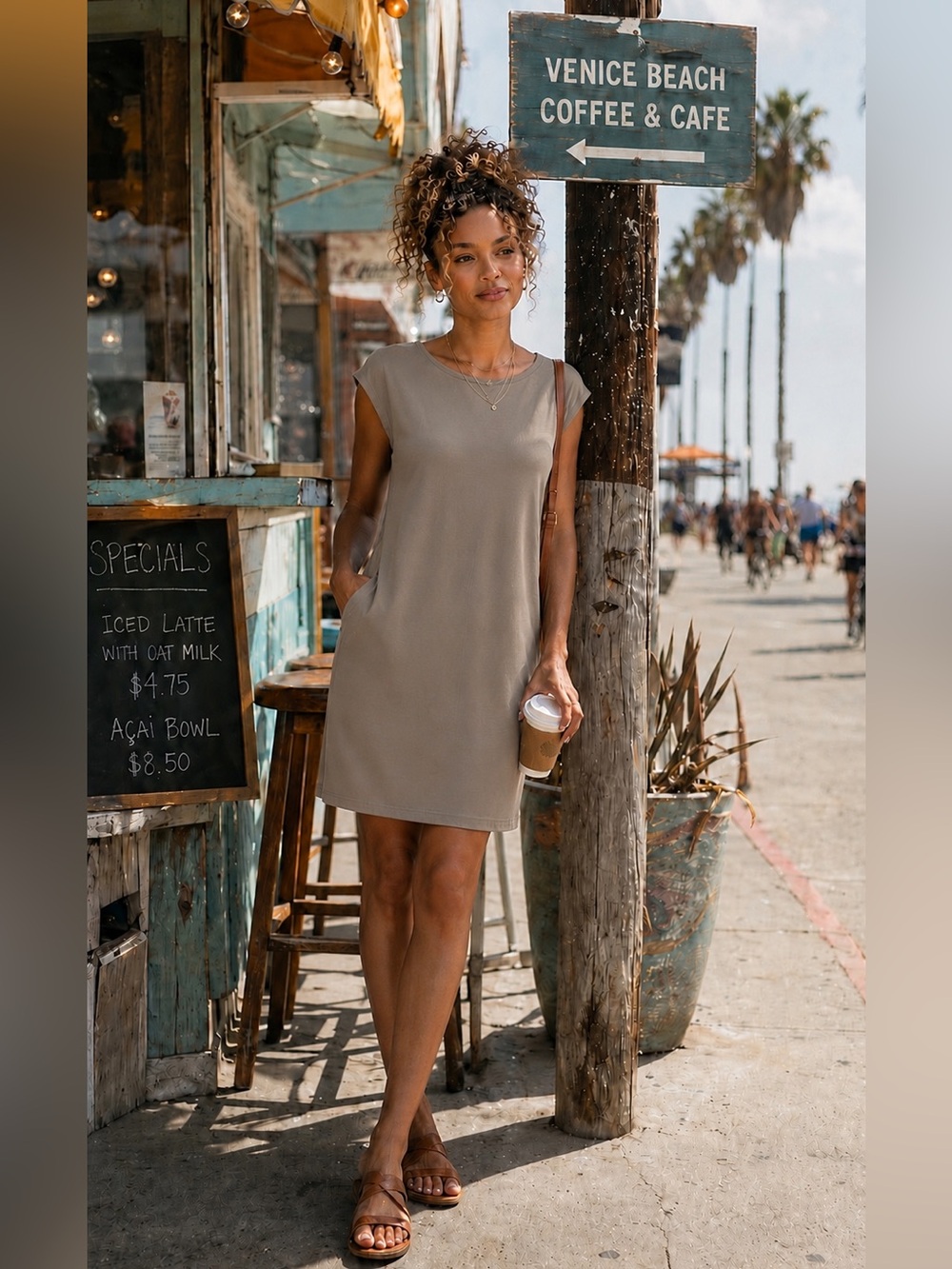 ST. JOHN Knit Wool Blend Cap Sleeve Sheath Midi Dress With Pockets Size 6
